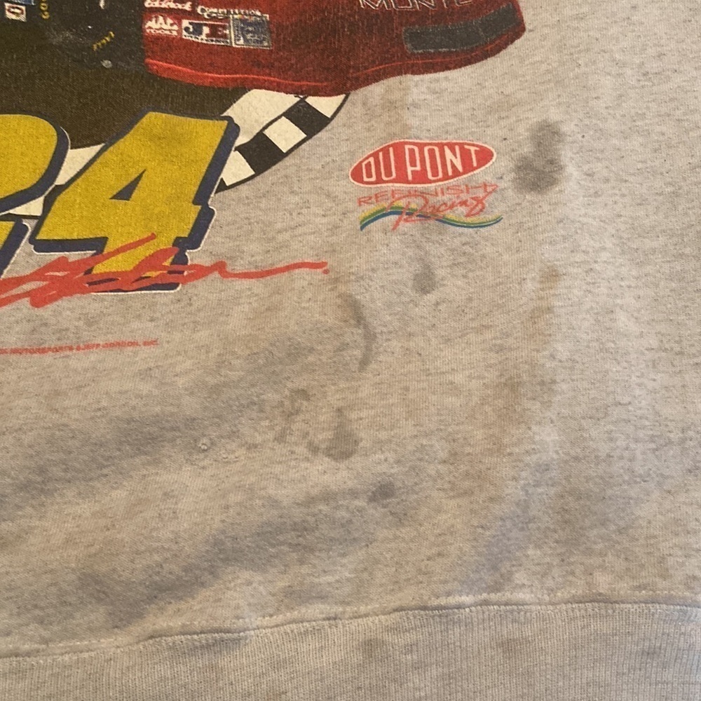 Vintage 90’s Jeff Gordon Thrashed Sweatshirt Gray L - Picture 15 of 15